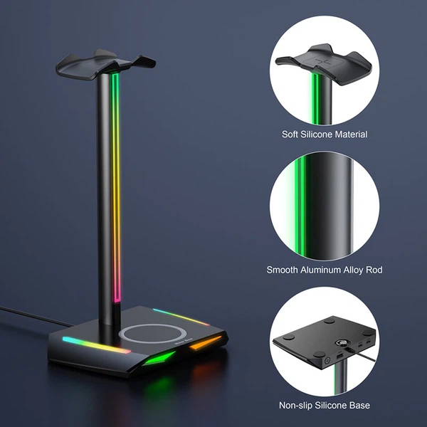 rgb headphone stand with wireless charger product material rgb headphone stand with wireless charger product material